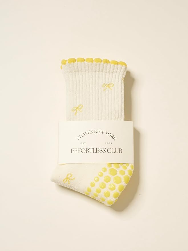 Crew Half Calf Grip Socks, Cutest Fruits Pilates Socks, Ruffle socks, Non-Slip, Barre Yoga Fitness
