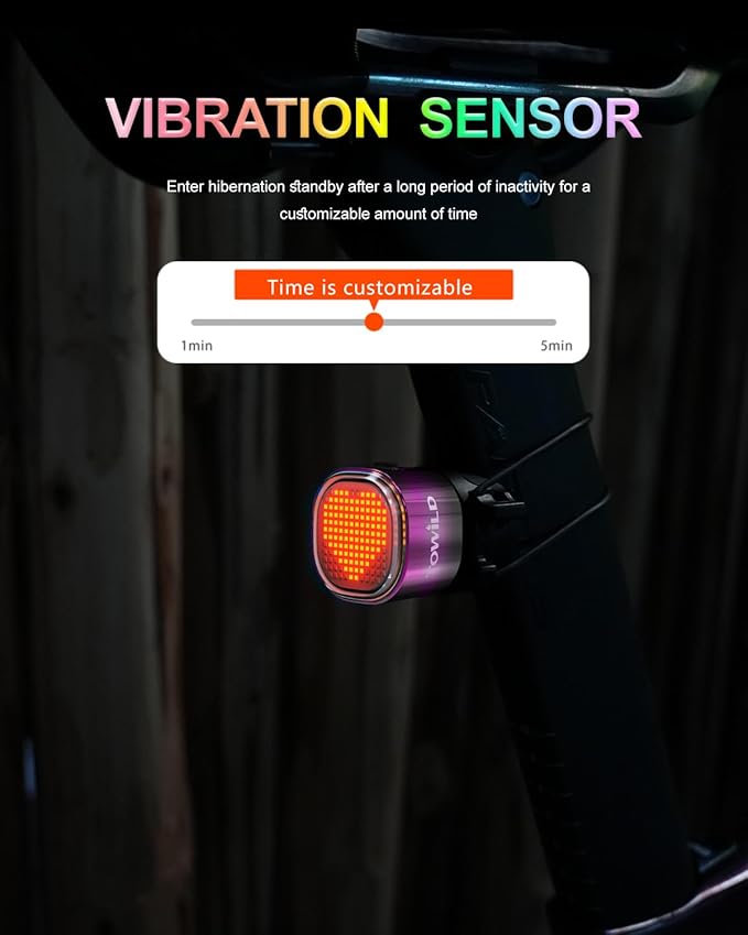 TOWILD TL08 Bike Tail Light, Customized Patterns Full-Color Bike Rear Light, Brake Sensing, USB-C Rechargeable, IPX6 Waterproof