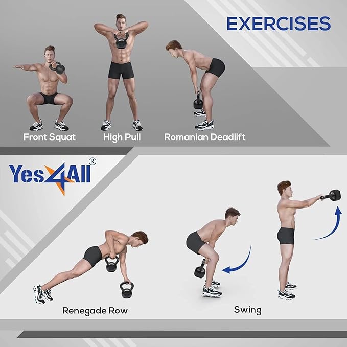 Yes4All 5-80 lbs Cast Iron Kettlebell for Dumbbell Weights Exercises, Gym, Full Body Home Workout Equipment, Push up, Grip and Strength Training