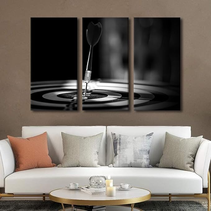 Retro Canvas Prints Dartboard Wall Art Paintings Motivational Posters Stretched Goal Achievement Concept Pictures for Living Room Modern Home Decor Framed Wall Art Decorations Ready to Hang, 28"Wx42"H