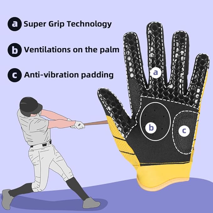 Seibertron B-A-R PRO 2.0 Signature Baseball + Softball + Teeball Batting Gloves Super Grip Finger Multiple 11 Sizes + 5 Colors Available Fit Adult Youth Kids Boys Girls Mens Women
