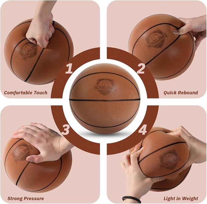 novelinks Silent Basketball Indoor Noiseless Basketball Higher Bounce Training Quiet Ball PU Foam Ball for Indoor Training and Activities