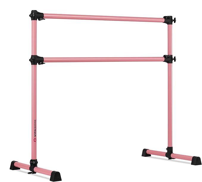 VITA Barre Portable Freestanding Double Ballet Barre, Prodigy, Aluminum | Adjustable Height, USA Made, Home or Gym Exercise Equipment for Kids & Adults | Dance, Fitness, Pilates