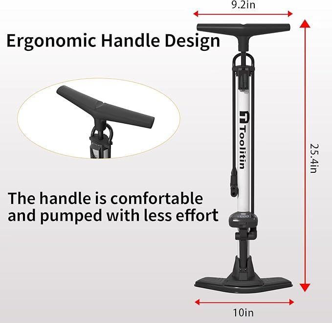 Bike Pump with Gauge,High Pressure,Floor Bicycle Pump Compatible with Presta and Schrader Valve,Bike Tire Pump for Road Bike,MTB,Hybrid,Balls…