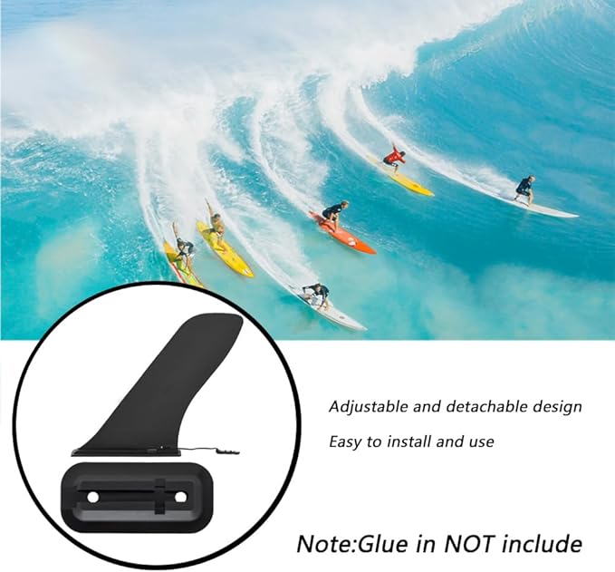 Surfing Fins,Inflatable Paddle Board Fins,9/10''SUP Single Center Fin with Base,Detachable Fin Dock Tail Fin for Long Board Paddle Board Surfboard Surfing Kayak Fin.