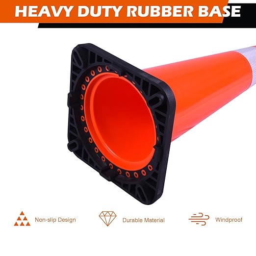 4 Pack 36" Orange Traffic Safety Cones with Weighted Black Base – Durable High-Visibility PVC Cones for Driveways, Work Zones, Parking Lots & Event Control (Orange, 36 inch -4 Pack)