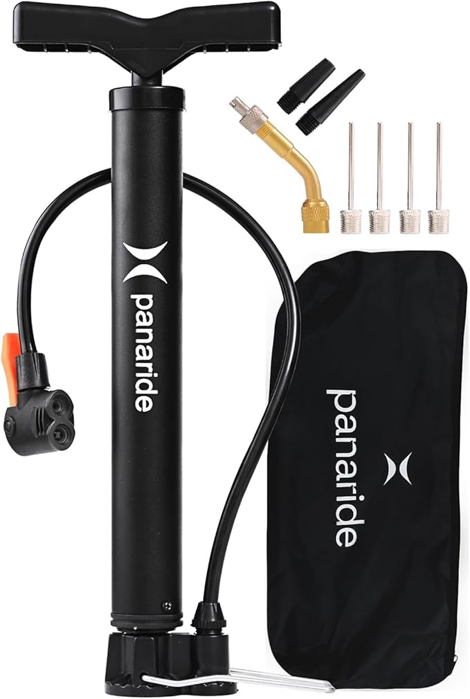 Bike Pump Floor, Advanced Bike Tire Inflator, Bicycle Hand Air Pump with Dual Presta and Schrader Valves, Handheld Pump, Suitable for Road and Mountain Bikes, Baby Stroller, Balls