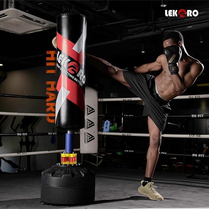 LEKÄRO Freestanding Punching Bag with Boxing Gloves, Heavy Boxing Bag with Stand for Adult Kids, Standing Kickboxing Bag