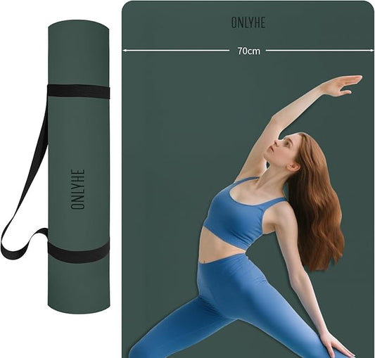 Yoga Mat Extra thick 8mm Exercise mat, Soft Lightweight TPE Fitness Mat with strap, High Elasticity, Anti-fatigue,non-slip mat for Women, Yoga, Camping, Travel, Gym & Outdoor | 72"L x 0.32"Th