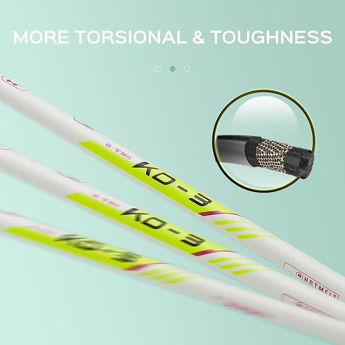 Kawasaki Badminton Rackets, Professional Graphite Shaft Badminton Set of 2 for Backyard, with 2 Lightweight Carbon Badminton Racquets/3 Badminton Shuttlecocks/2 Racquet Overgrips/1 Carry Bag