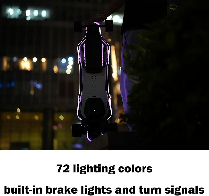 Exway Flex Paragon Electric Skateboard Longboard with Rexus Remote, Bifrost 2.0 Lighting System, Top Speed of 31 Mph, 34 Miles Range, Elastic Composite Deck, Electric Longboard for Adults & Youths