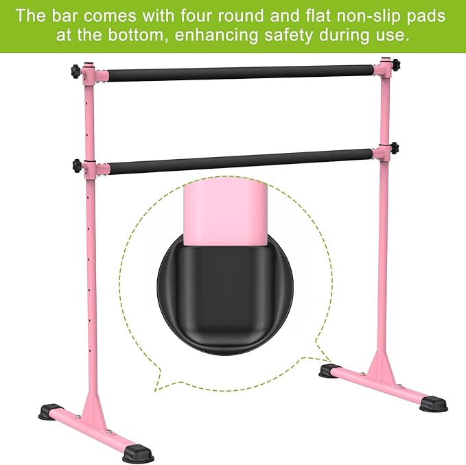 Dolibest Freestanding Ballet Bar, Height Adjustable Ballet Bar, Heavy Duty Dance Bar, with Non-Slip Rubber Pads, Enhanced Stability, Dance/Yoga/Fitness Stretching Bar, Ideal for Kids and Adults