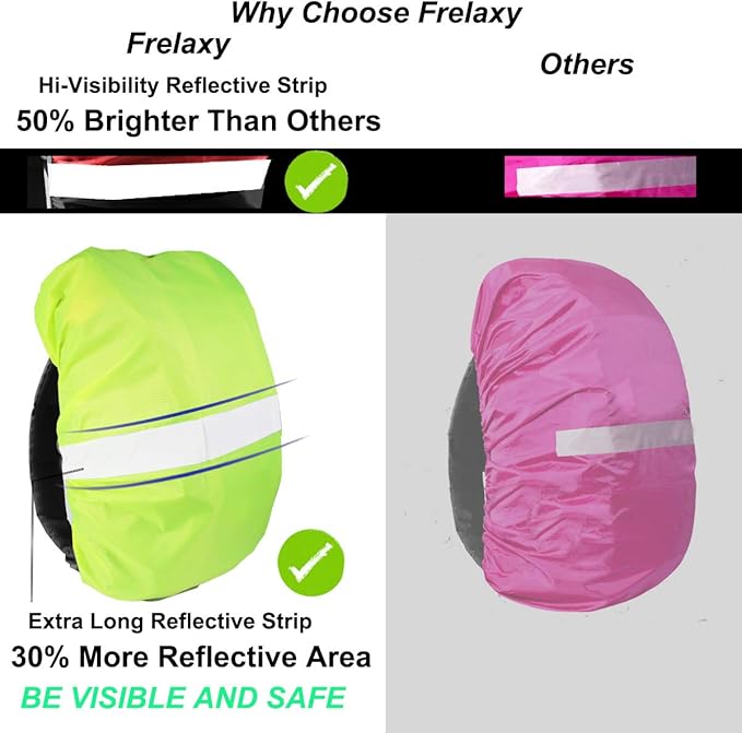 Frelaxy Hi-Visibility Backpack Rain Cover with Reflective Strip 100% Waterproof Ultralight Backpack Cover, Storage Pouch, Anti-Slip Cross Buckle Strap, for Hiking, Camping, Biking, Outdoor, Traveling