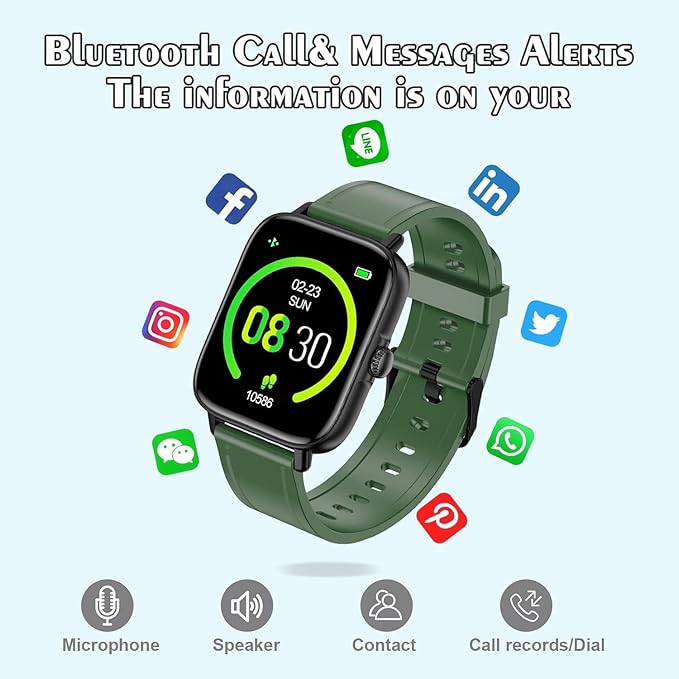 Smart Watch for Men Women (Answer/Make Call) - 1.9" Full Touch Screen Smartwatch iOS Android Compatible, Fitness Tracker Watch with Heart Rate Sleep Monitor, BP, SpO2, Step Counter (Classic Green)