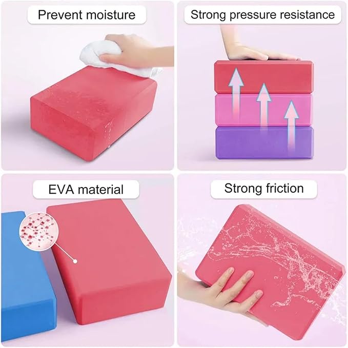 Yoga Block - Unsupported Latex Eva foam - Soft non slip surface with bevel for yoga, pilates, meditation - Yoga accessories for stability, balance and deep stretching
