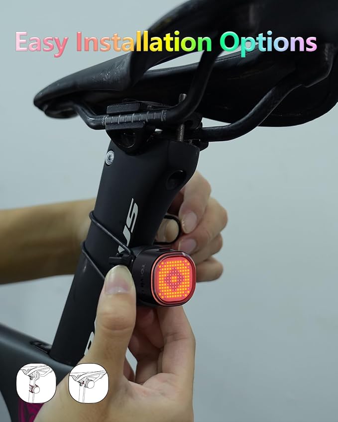 TOWILD TL08 Bike Tail Light, Customized Patterns Full-Color Bike Rear Light, Brake Sensing, USB-C Rechargeable, IPX6 Waterproof