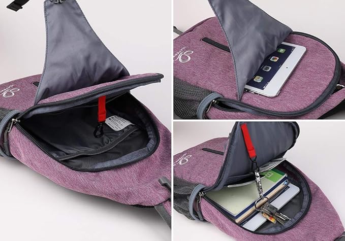 WATERFLY Crossbody Sling Backpack Sling Bag Travel Hiking Chest Bag Daypack