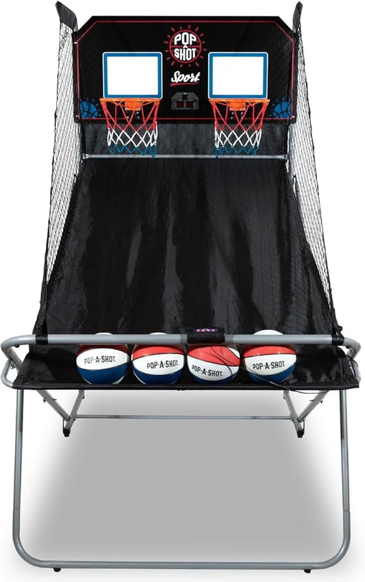 Pop-A-Shot - Dual Shot Sport | Arcade Basketball Game for Home | Paddle Scoring Hoop, 10 Game Modes, 4 Balls | Foldable for Easy Storage | Fun for All Players