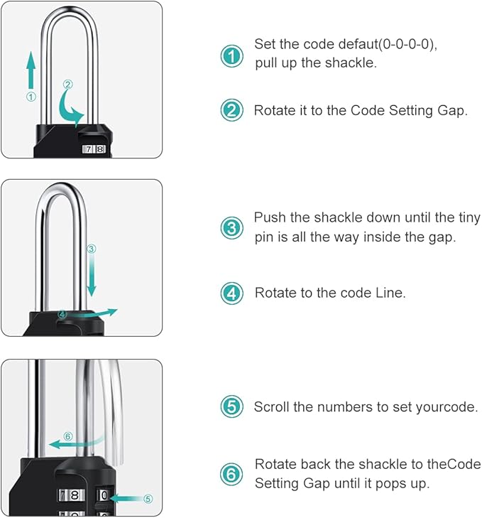 2 Pack 2.6in Long Combination Padlock, Waterproof 4 Digit Combination Lock, Weatherproof Metal & Galvanized Steel, for Schools, Gyms and Lockers, Black