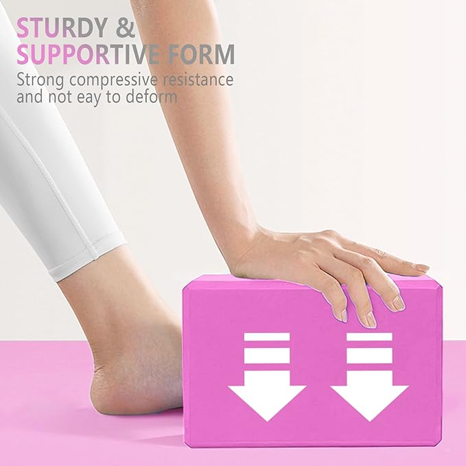 2 Pack 9‘’x6‘’x4‘’ Yoga Blocks with Stretch, Durable Yoga Foam Blocks, High Density & Non Slip Surface for Yoga, Pilates, Stretching, Dance, Ballet, Gymnastics,Fitness for Stability & Balance