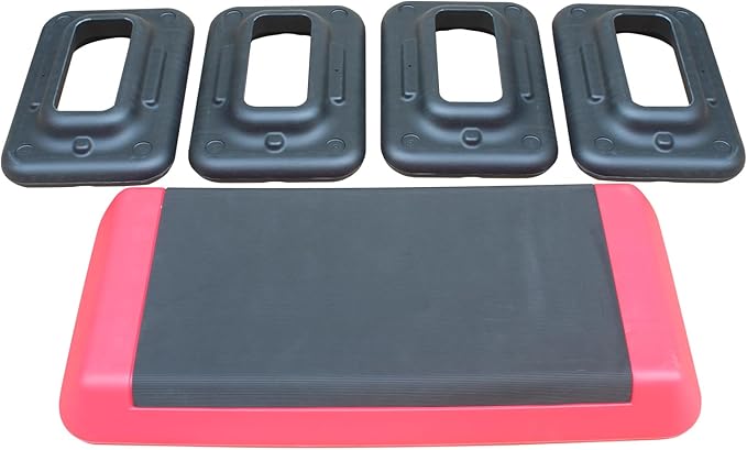 Adjustable Aerobic Stepper | Exercise Step Platform with 2 Risers | Fitness Workout Trainer for Cardio, Lunges, Push-ups & Sit-ups