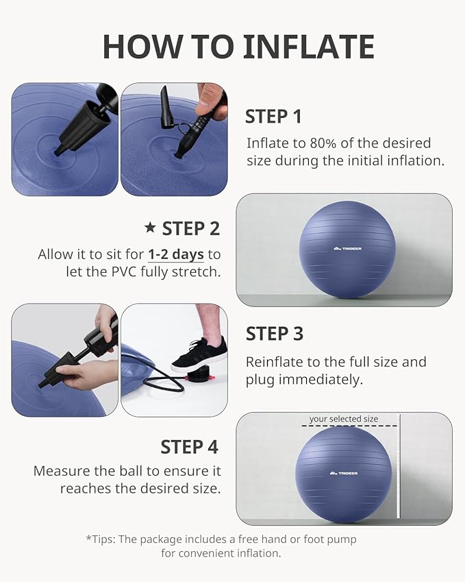 Trideer Yoga Ball – Anti-Burst Exercise Ball for Pregnancy, Office, Birthing, Stretching & Core Workout – Home Gym & Therapy
