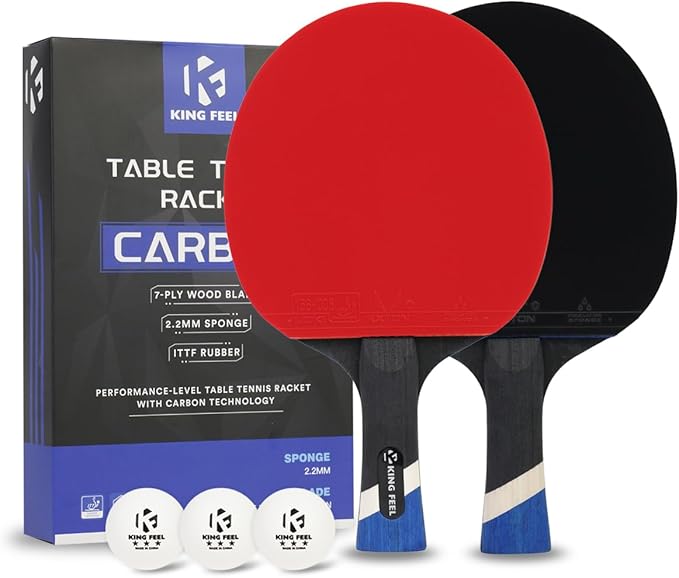 Professional Ping Pong Paddles-Lightweight Carbon Fiber Table Tennis Rackets with 7-Ply Blade, 2.0mm Premium Sponge, ITTF Approved Rubber - for Tournament-Level Performance Table Tennis Paddles