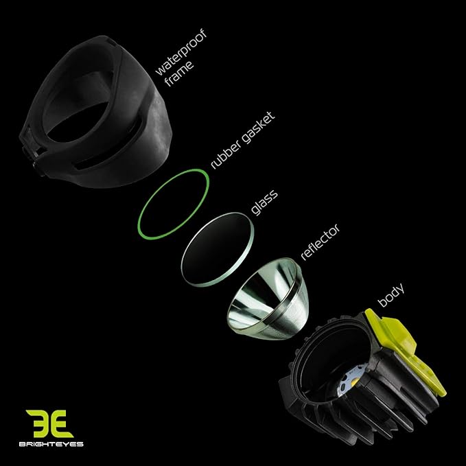 BRIGHT EYES 1800 Lumen Bicycle Light Set - The Stamina - Super Bright Headlight w/Quad Cree Technology and Light Weight Military Grade Nylon Shell - Free USB Rechargeable Taillight