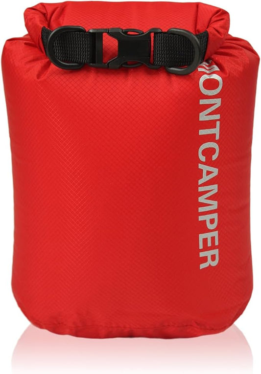 30D Nylon Waterproof Dry Bag-Suitable for Hiking, Kayaking and Rafting-Portable Waterproof Storage Sack with Roll Top Closure-Float on Water(3L/Red)