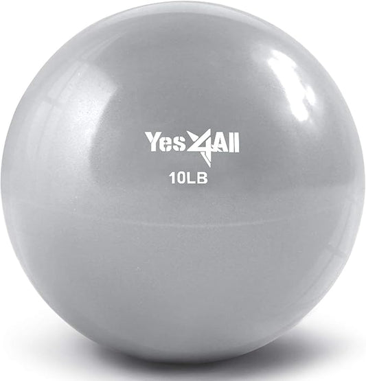 Yes4All Weighted Toning Balls for Exercise, Soft Medicine Balls for Exercise, Pilates, Yoga, Balance, Flexibility, 2-10lbs