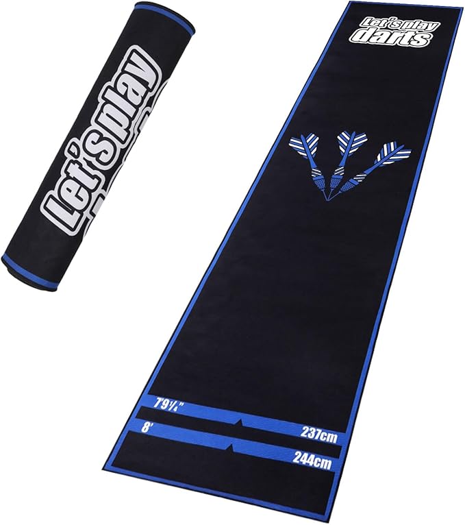Professional Darts Mat with Oche Line System & Throw Lines – Premium Dart Mat for Floor Steeldart & Soft Darts | 260x60 cm | with Throwing Line - Ideal as a Gift