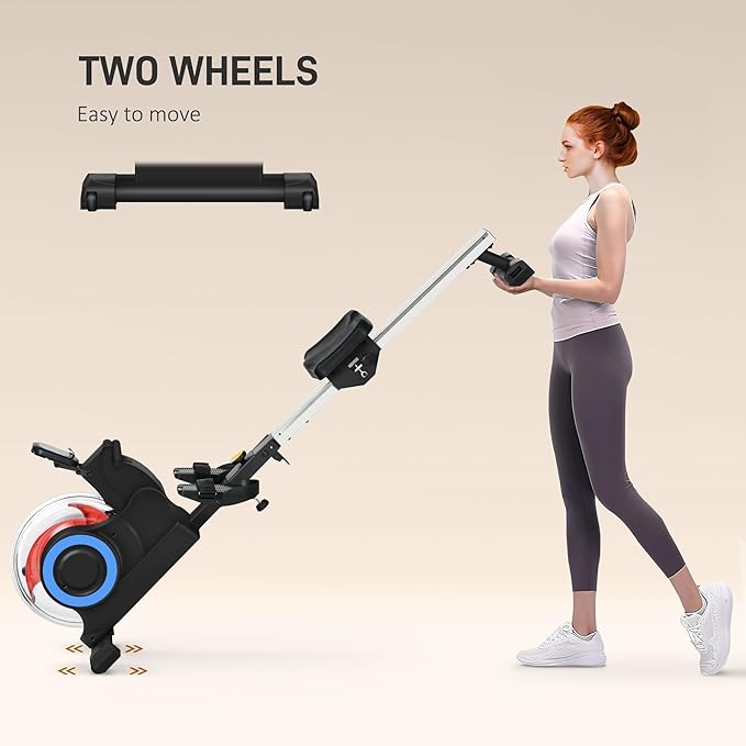 Soozier Water Rowing Machine for Home, Foldable Rower Machine with Adjustable Resistance, Wheels, LCD Monitor and Tablet Holder, 264lbs Weight Capacity