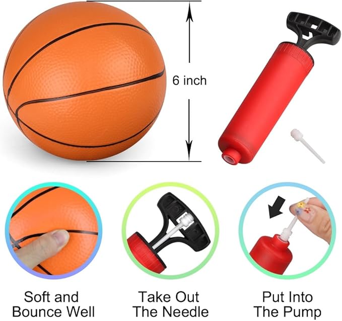 Dilabnba 6'' Mini Orange Basketballs for Basketball Hoop Over The Door, Kids Replacement Bouncy Beach Balls for Pool Indoor Outdoor, Basketballs Sport Game Gift for Boy Girl (6 PCS)