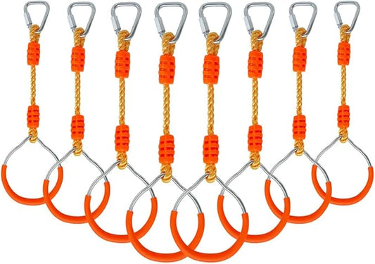 Ninja Ring Fitness Gymnastic Ring Climbing Bar Workout Outdoor Backyard Playground Training Equipment Play Set, Jungle Gym Fist Hanging Swing Monkey Bars Ninja Warrior Obstacle Course Trapeze Playsets