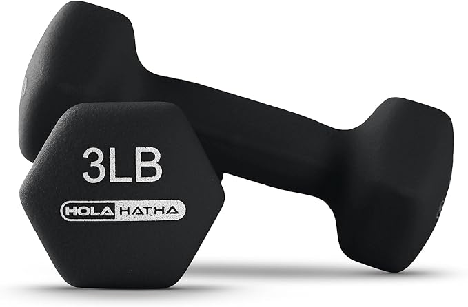 HolaHatha 2, 3, 5, 8, and 10 Pound Neoprene Dumbbell Free Hand Weight Set with Rack, Ideal for Home Exercises to Gain Tone and Definition, Pastel