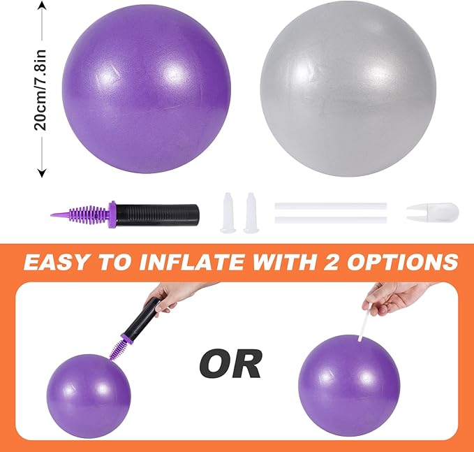 Pilates Ring Circle and Pilates Ball Set, 12 Inch&14Inch Magic Circle Pilates Ring,9 Inch Small Exercise Ball,Resistance Bands Set, Home Pilates Equipment for Women
