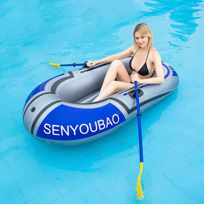ptlsy Inflatable Boat, Swimming Pool Lake Float Raft for Adults, Portable Fishing Boat Raft for Lake with Oars Hand Pump