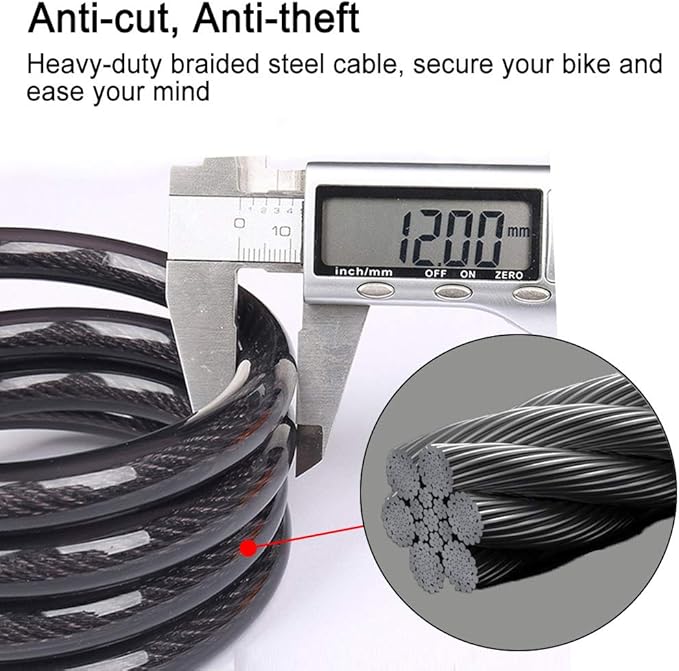 NDakter Bike Lock, 4/5.6 Feet Bicycle Cable, High Security 5 Digit Resettable Combination Coiling Bicycle Lock, Heavy Duty Anti Theft Cable with Mounting Bracket, 1/2 Inch Diameter (12mm)