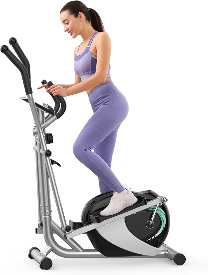 Elliptical Exercise Machine, Dripex Magnetic Elliptical Machine for Home, Hyper-Quiet Elliptical Training Machines w/ 6KG Flywheel, 8 Resistance Levels, Pulse Monitor, LCD Monitor, Device Holder