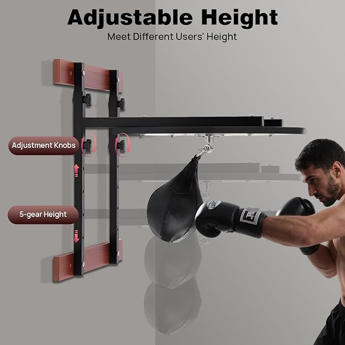 Speed Bag Platform Kit Speed Bag for Boxing Speed Punching Bag Training Equipment - Wall-Mounted, Height Adjustable, 360° Swivel Punching Ball