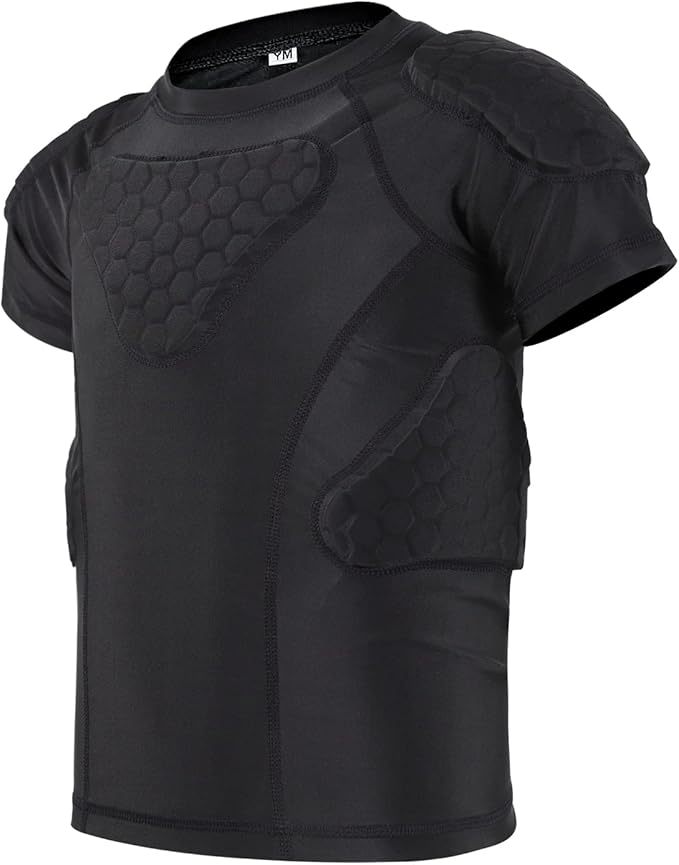 Youth Padded Compression Shirt Rib Protector for Football Protective Gear Baseball Padded Shirt Kid Child Boys