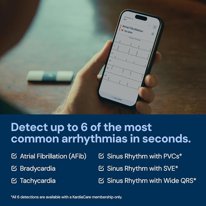 KardiaMobile 6-Lead Personal EKG Monitor – Six Views of The Heart – Detects AFib and Irregular Arrhythmias – Instant Results in 30 Seconds – Works with Most Smartphones