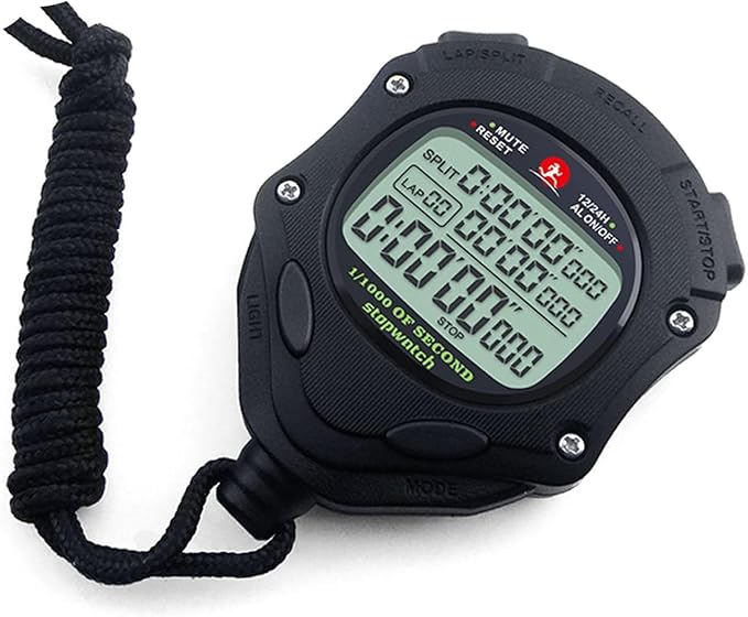 Stopwatch Timer, Digital Stop Watch with 0.01second & 0.001second Timing, Metal 10/100/400 Laps Memory, Rolilink Large dispaly Alarm Clock for Coach Sports Running Marathon