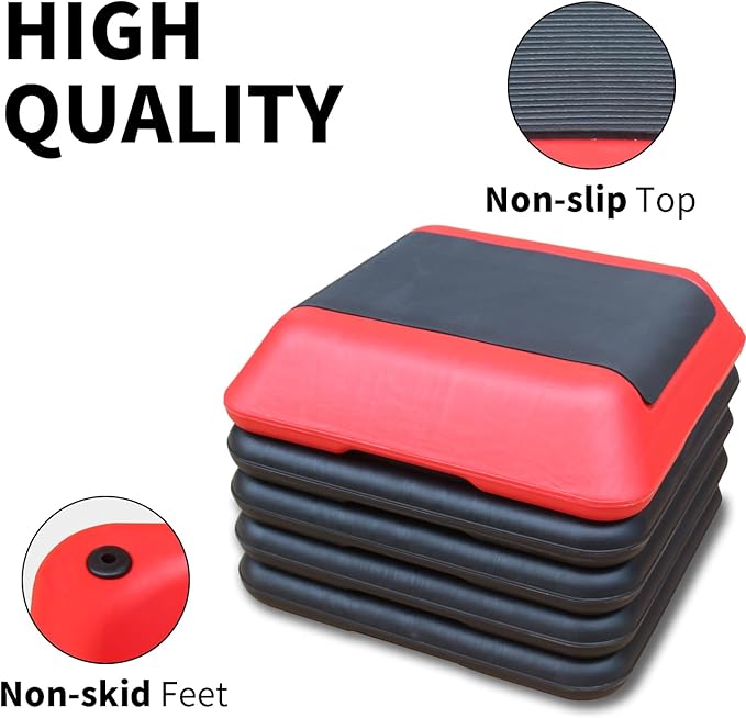 Aerobic Step Platform 30" × 14" Height Adjustable Workout Step for Fitness Strength Training with Risers Exercise Platform for Home Gym