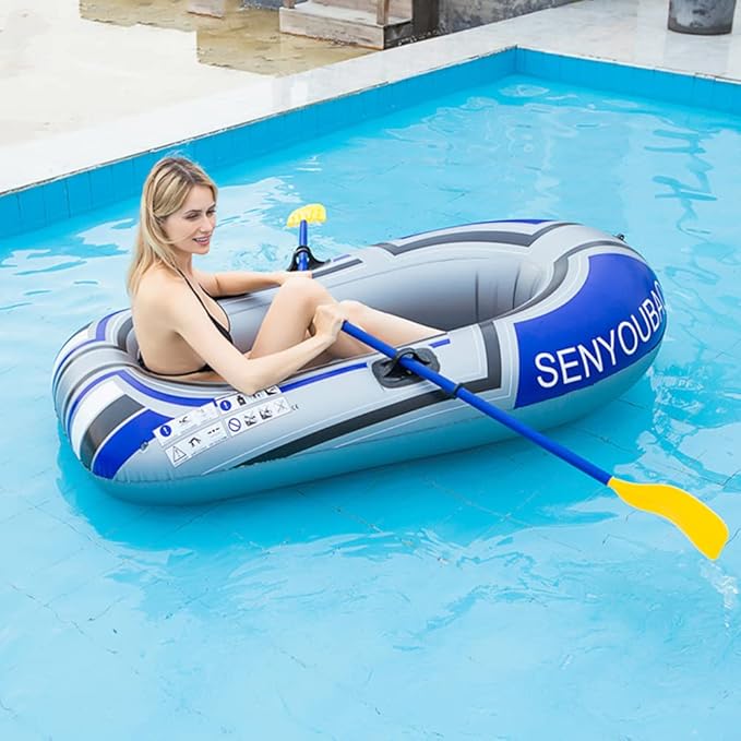 ptlsy Inflatable Boat, Swimming Pool Lake Float Raft for Adults, Portable Fishing Boat Raft for Lake with Oars Hand Pump