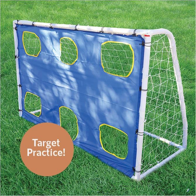 Soccer Goal Target 3 in 1 Trainer Practice Net – Goal Post Cage & A Rebounder Net & Target Holes Net for Kicking Accuracy – Ball & Pump Included, Great for Outdoor Sports Activity
