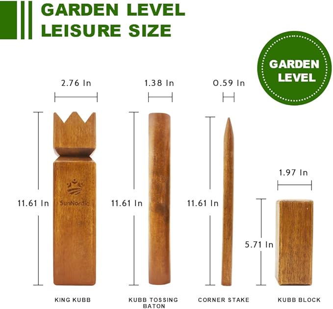 Kubb Yard Game Set, Garden Rubber Wood Outdoor Tossing Game with Canvas Carry Bag, Giant Viking Outdoor Chess Game for Kids, Adults & Backyard Lawn