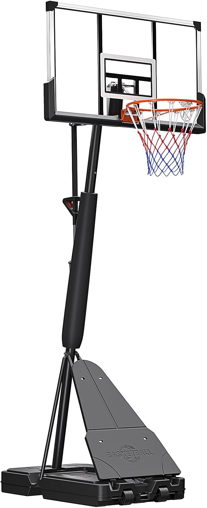Basketball Hoop Outdoor Basketball Goal Portable Adjustable for Adults, Youth in Backyard, Driveway, Indoor, 44 Inch Pc Shatterproof Backboard, 2 Sand Bags and Portable Wheels