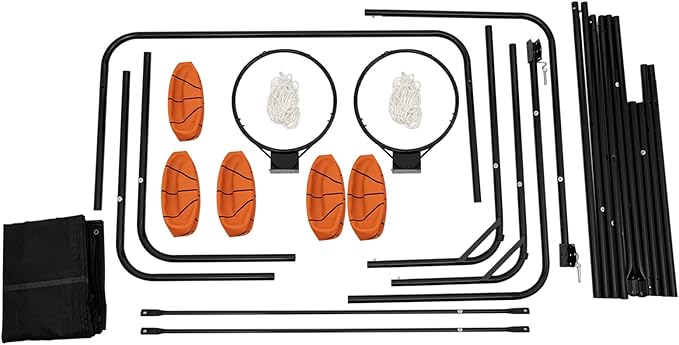 Dual Hoop Basketball Arcade Game, 8 Game Modes Foldable Shot 2Player w/ 5 Balls, Inflation Pump and LED Scoring System, Indoor Basketball for All Players, Home, Playground, Shopping Malls