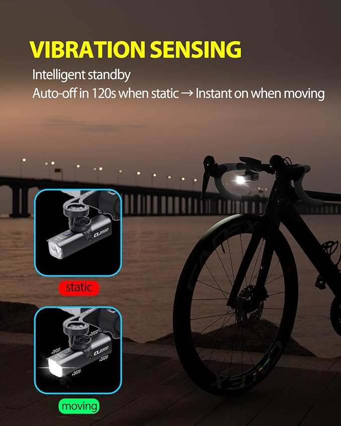 TOWILD CL2000 Bike Lights for Night Riding,2000LM Super Bright Bicycle Headlight,Waterproof Bike Front Light for Mountain Road Cycling Commuting